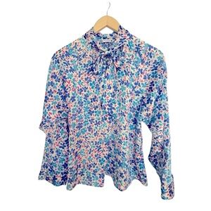 Zara Blouse‎ Slip On Floral Blue Pink Size XSmall